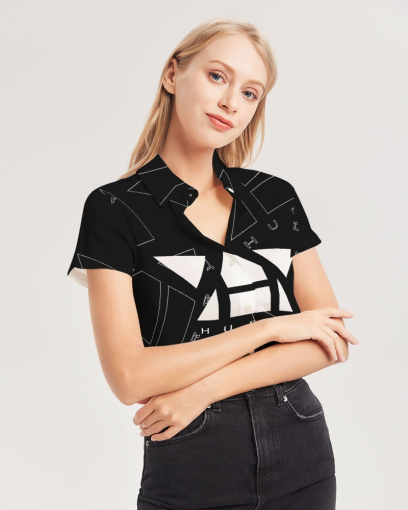 Women's Short Sleeve Button Up